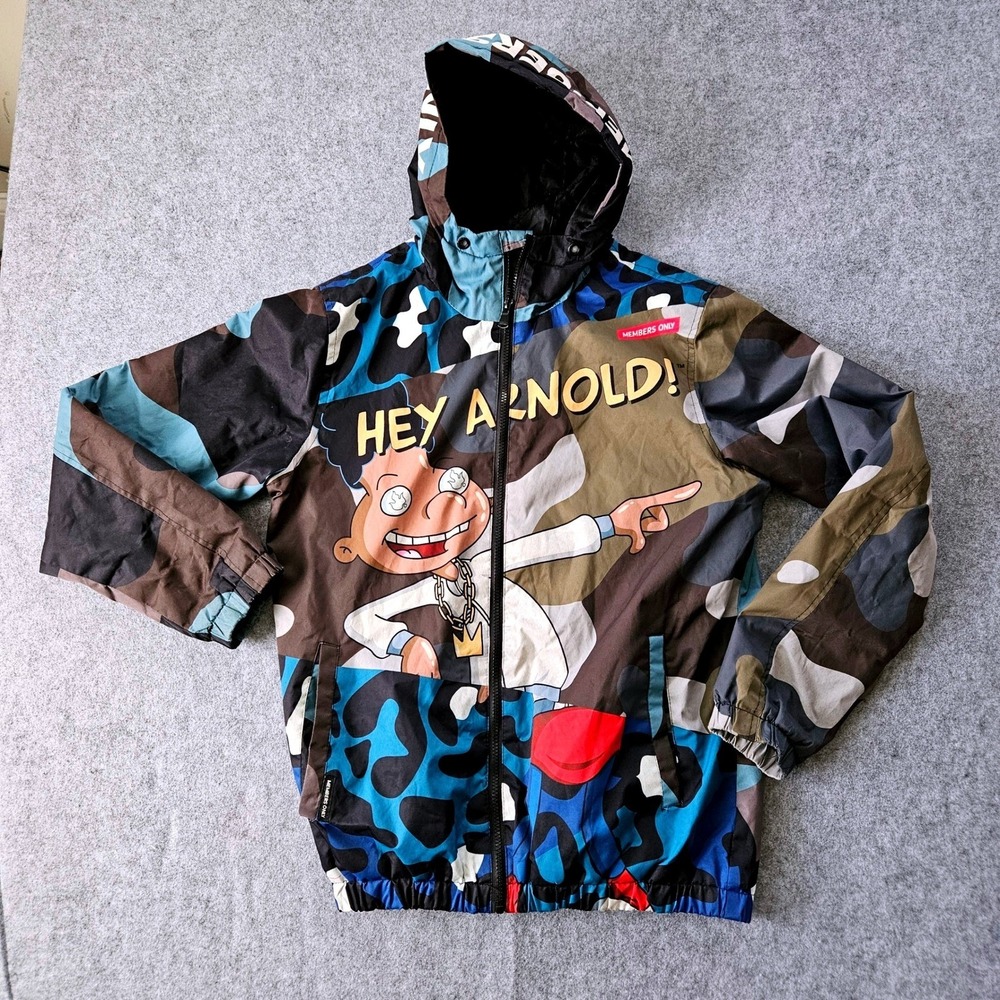 Members Only x Nickelodeon Hey Arnold Gerald Camo Windbreaker Jacket Mens Small